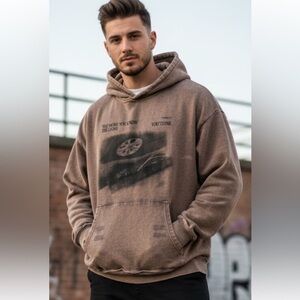 Zara Brown Graphic Hoodie